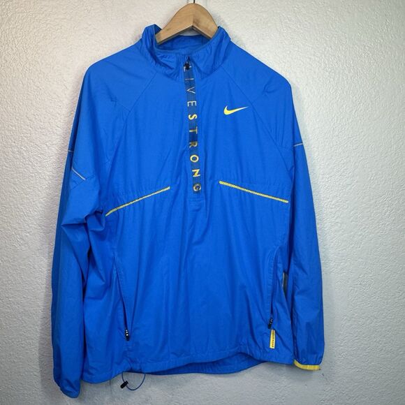 VTG Nike Anorak Men M Livestrong Royal Blue Cyclist Active Athletic Running Rare - Picture 1 of 9
